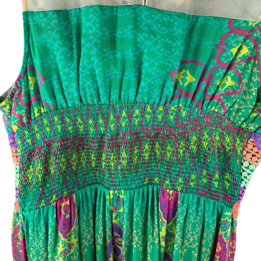 HEMANT & NANDITA Green and Yellow Printed Maxi Dress - Picture 6 of 13